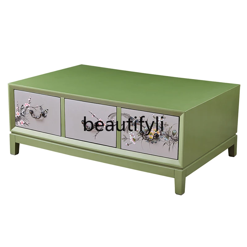 Painted solid wood living room coffee table TV cabinet combination American pastoral hand-painted multi-drawer coffee table
Painted solid wood living room coffee table TV cabinet combination American pastoral hand-painted multi-drawer coffee table
