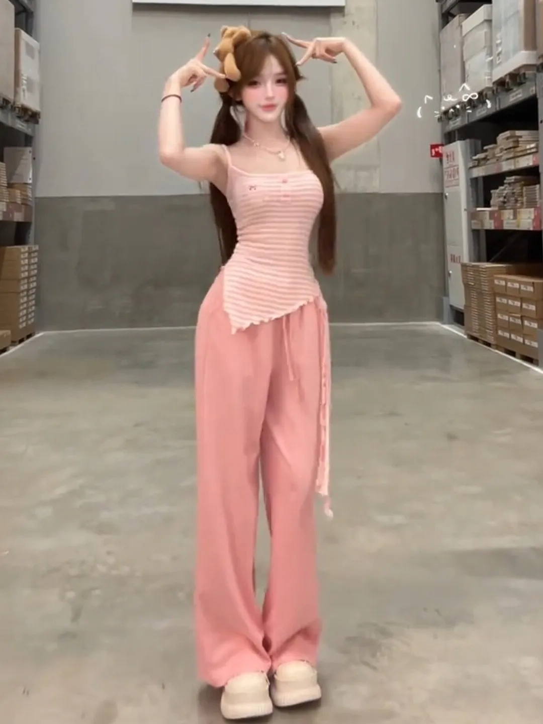 Dopamine Pink Striped High Waist Wide Leg Pants Women's Summer Casual Set Breathable Comfortable Fashionable Slimming
Dopamine Pink Striped High Waist Wide Leg Pants Women's Summer Casual Set Breathable Comfortable Fashionable Slimming