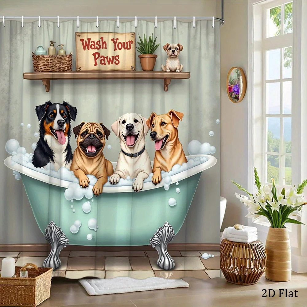 Винтажная занавеска для душа с изображением улыбающейся собаки и пузырьками, уютный декор для ванной комнаты, для ванны, с 12 крючками. Улучшает пространственную эстетику.
Винтажная занавеска для душа с изображением улыбающейся собаки и пузырьками, уютный декор для ванной комнаты, для ванны, с 12 крючками. Улучшает пространственную эстетику.