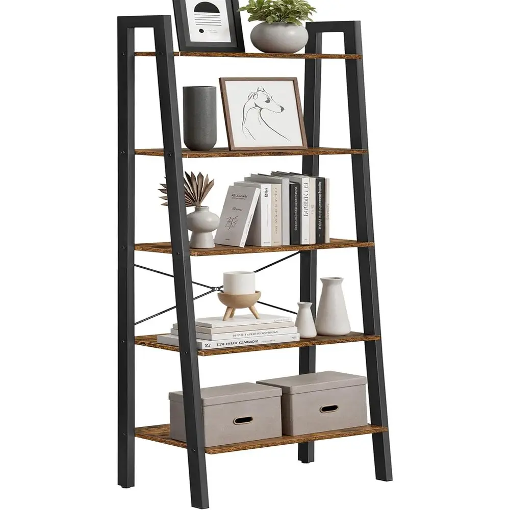 Ladder Shelf, 5-Tier Bookshelf, Storage Rack, Bookcase with Steel Frame, for Living Room, Home Office, Kitchen, Bedroom, Industr
Ladder Shelf, 5-Tier Bookshelf, Storage Rack, Bookcase with Steel Frame, for Living Room, Home Office, Kitchen, Bedroom, Industr
