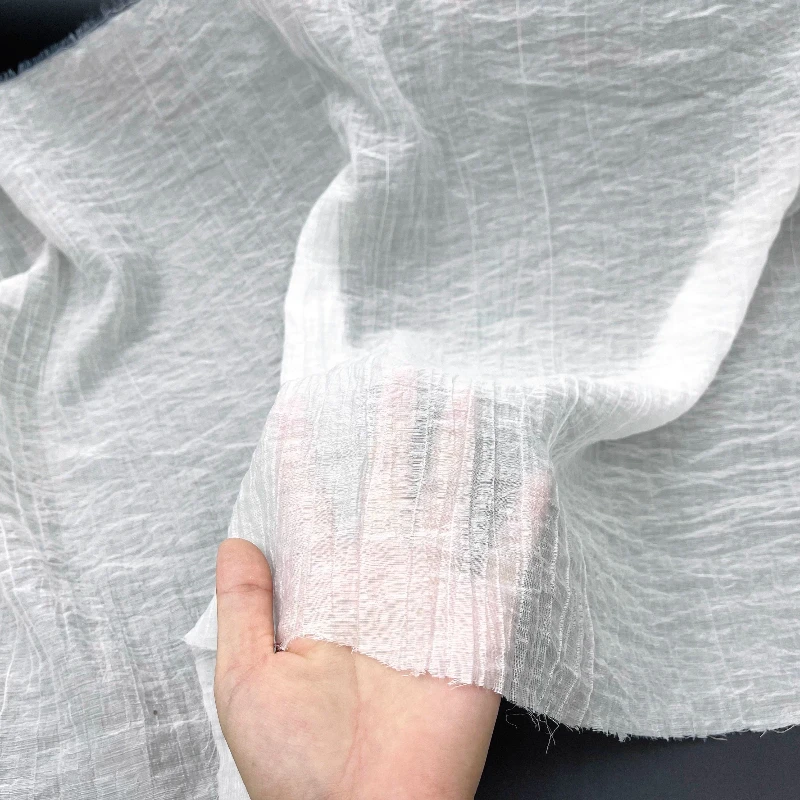 Sheer Skin Friendly Lyocell Linen Fabric Pure White Vertical Stripe Pleated Texture Blouse Hanfu Dress Material Craft Textile
Sheer Skin Friendly Lyocell Linen Fabric Pure White Vertical Stripe Pleated Texture Blouse Hanfu Dress Material Craft Textile