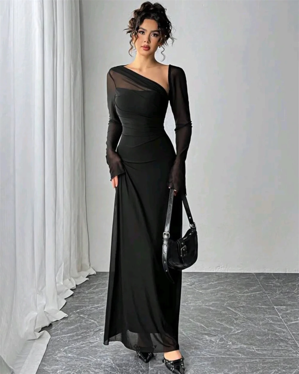 Customized Mermaid Simple Black Organza Evening Dress Modern One Shoulder Long Sleeves Homecoming Dresses Luxury Party
Customized Mermaid Simple Black Organza Evening Dress Modern One Shoulder Long Sleeves Homecoming Dresses Luxury Party