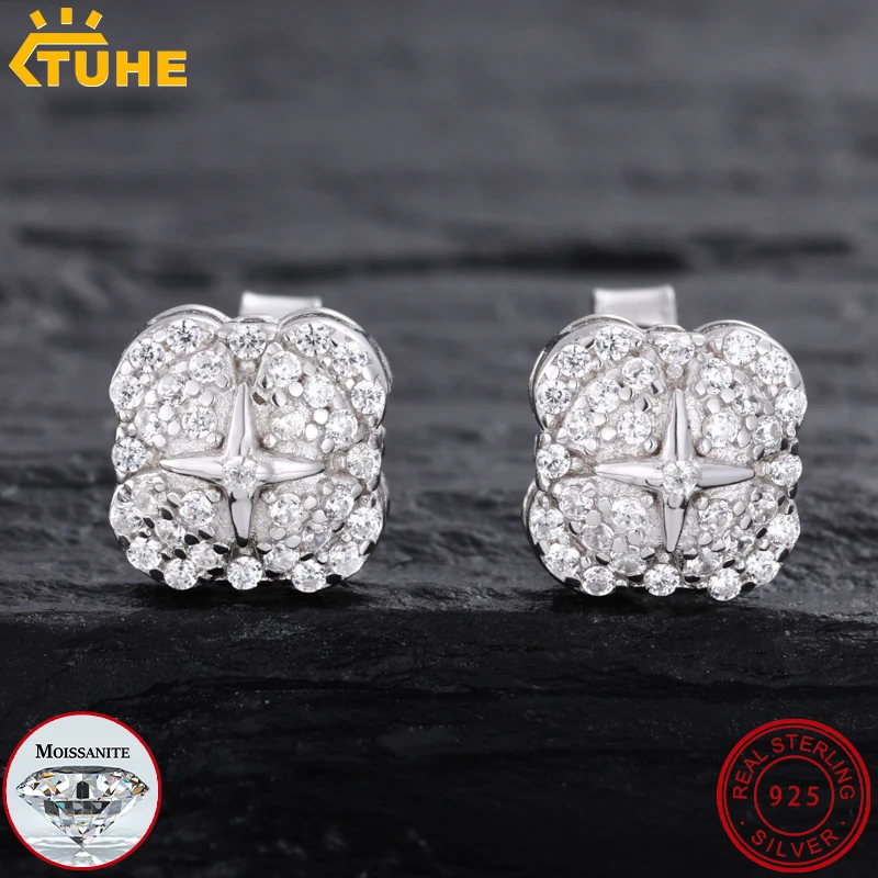 TUHE Silver Plated 925 Sterling Silver Moissanite Earrings Sparkling Starburst Earring For Woman Man Hip Hop Jewelry Party Gift
TUHE Silver Plated 925 Sterling Silver Moissanite Earrings Sparkling Starburst Earring For Woman Man Hip Hop Jewelry Party Gift