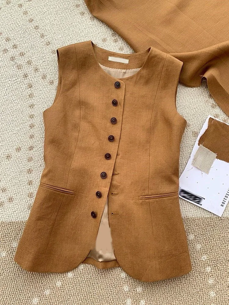 Fashionable Khaki Color Slim Fit Sleeveless Vest 2026 New Style Elegant Lady Business Top Commute Style Korean Version Polyes...
Fashionable Khaki Color Slim Fit Sleeveless Vest 2026 New Style Elegant Lady Business Top Commute Style Korean Version Polyes...