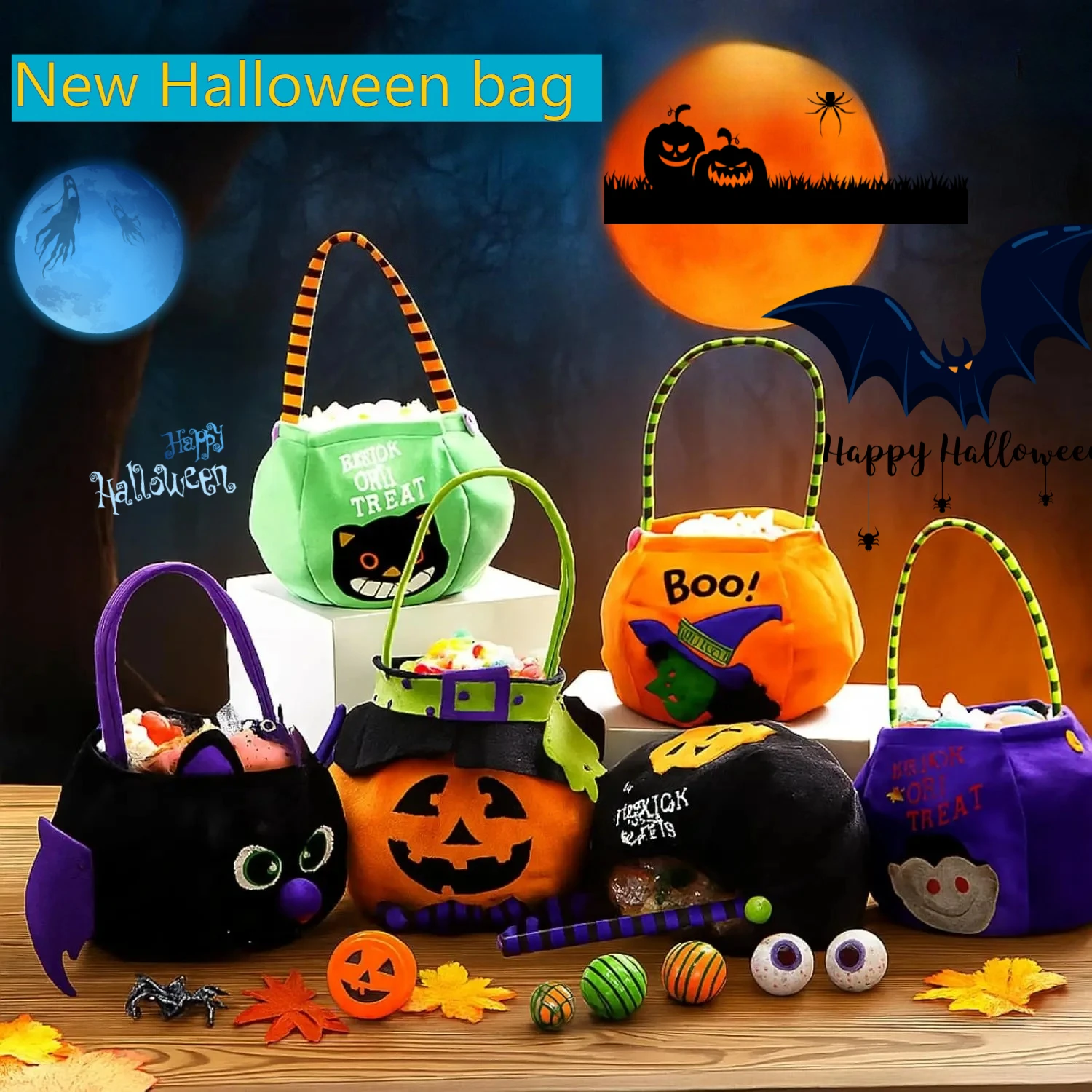 Candy Halloween New Candy Bag Haloween Pumpkin Witch Black Cat Vampire Handbag Gift Bag Kids Favor Happy Halloween Party Decor
Candy Halloween New Candy Bag Haloween Pumpkin Witch Black Cat Vampire Handbag Gift Bag Kids Favor Happy Halloween Party Decor