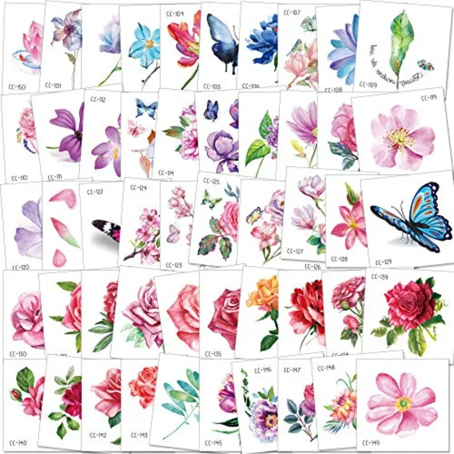 50Sheet Flower Temporary Tattoos for Women Teens Girls, Tiny Temporary Tattoo Adult Waterproof Body Art Sticker Hand Neck Wrist
50Sheet Flower Temporary Tattoos for Women Teens Girls, Tiny Temporary Tattoo Adult Waterproof Body Art Sticker Hand Neck Wrist