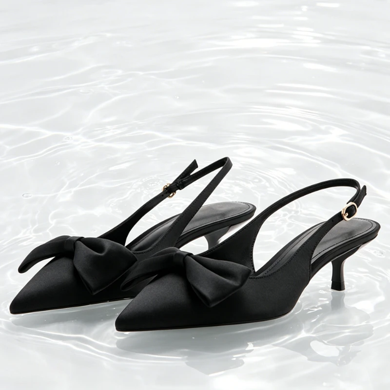 Black Satin Bow Decorated Slingback Heels for Women Fashion Pointed-toe Buckle Kitten Heel Sandals Elegant Evening Dress Shoes
Black Satin Bow Decorated Slingback Heels for Women Fashion Pointed-toe Buckle Kitten Heel Sandals Elegant Evening Dress Shoes