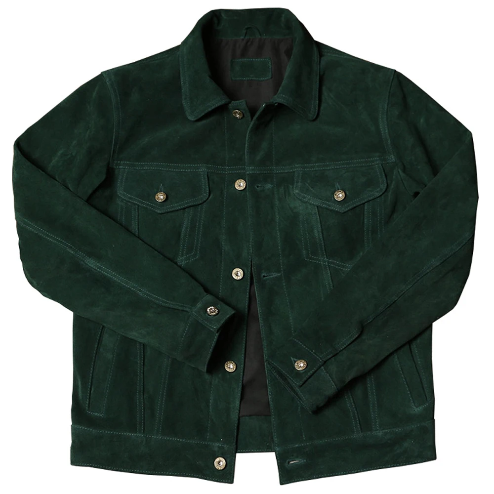 Vintage Fashion Flocking Cowhide Mans Jacket and Coat Green Color Automotive Men's Jacket Cow Leather Short Overcoats
Vintage Fashion Flocking Cowhide Mans Jacket and Coat Green Color Automotive Men's Jacket Cow Leather Short Overcoats