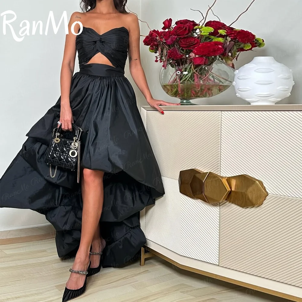 Ranmo 2025 Elegant Black Taffeta Evening Party Dress High-low Show waist Sleeveless Sweetheart Saudi Arabia Prom Gown Customized
Ranmo 2025 Elegant Black Taffeta Evening Party Dress High-low Show waist Sleeveless Sweetheart Saudi Arabia Prom Gown Customized
