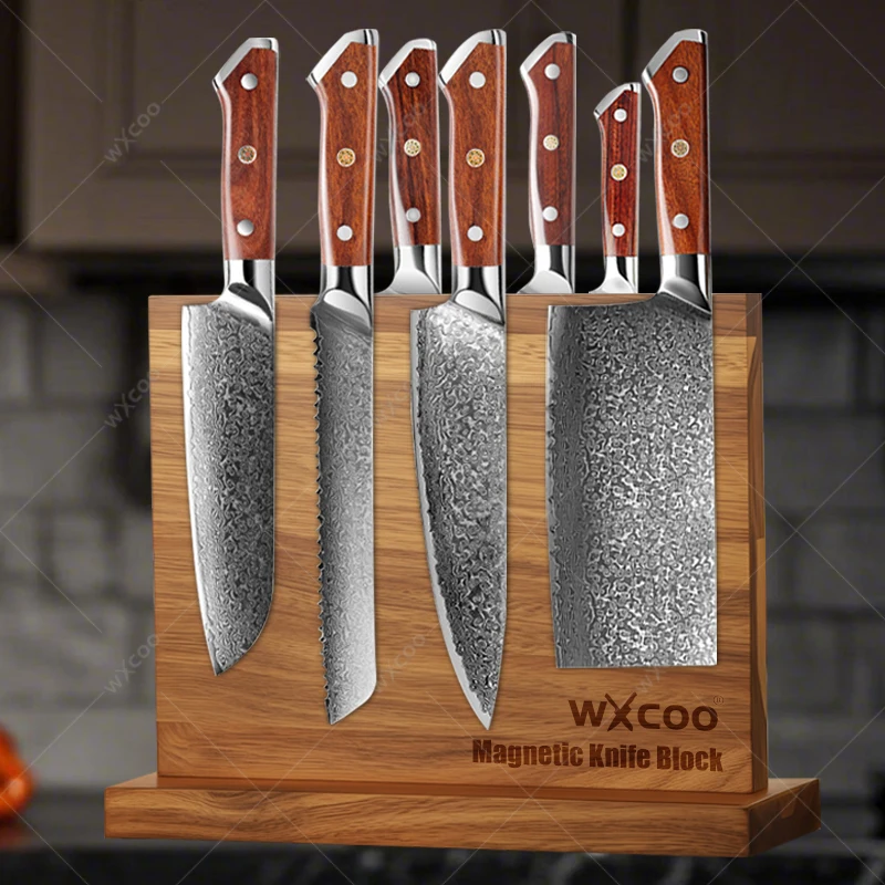WXCOO High Hardness Damascus Steel Chef Knife Double-sided Solid Wood Magnetic Knife Holder Kitchen Storage Knife Block
WXCOO High Hardness Damascus Steel Chef Knife Double-sided Solid Wood Magnetic Knife Holder Kitchen Storage Knife Block