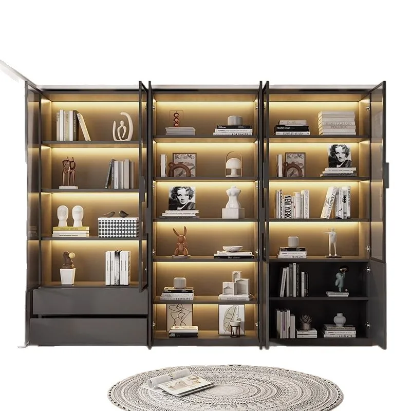 Light luxury bookcase integrated against the wall with glass door High-end household living room storage bookshelf Bookcase
Light luxury bookcase integrated against the wall with glass door High-end household living room storage bookshelf Bookcase