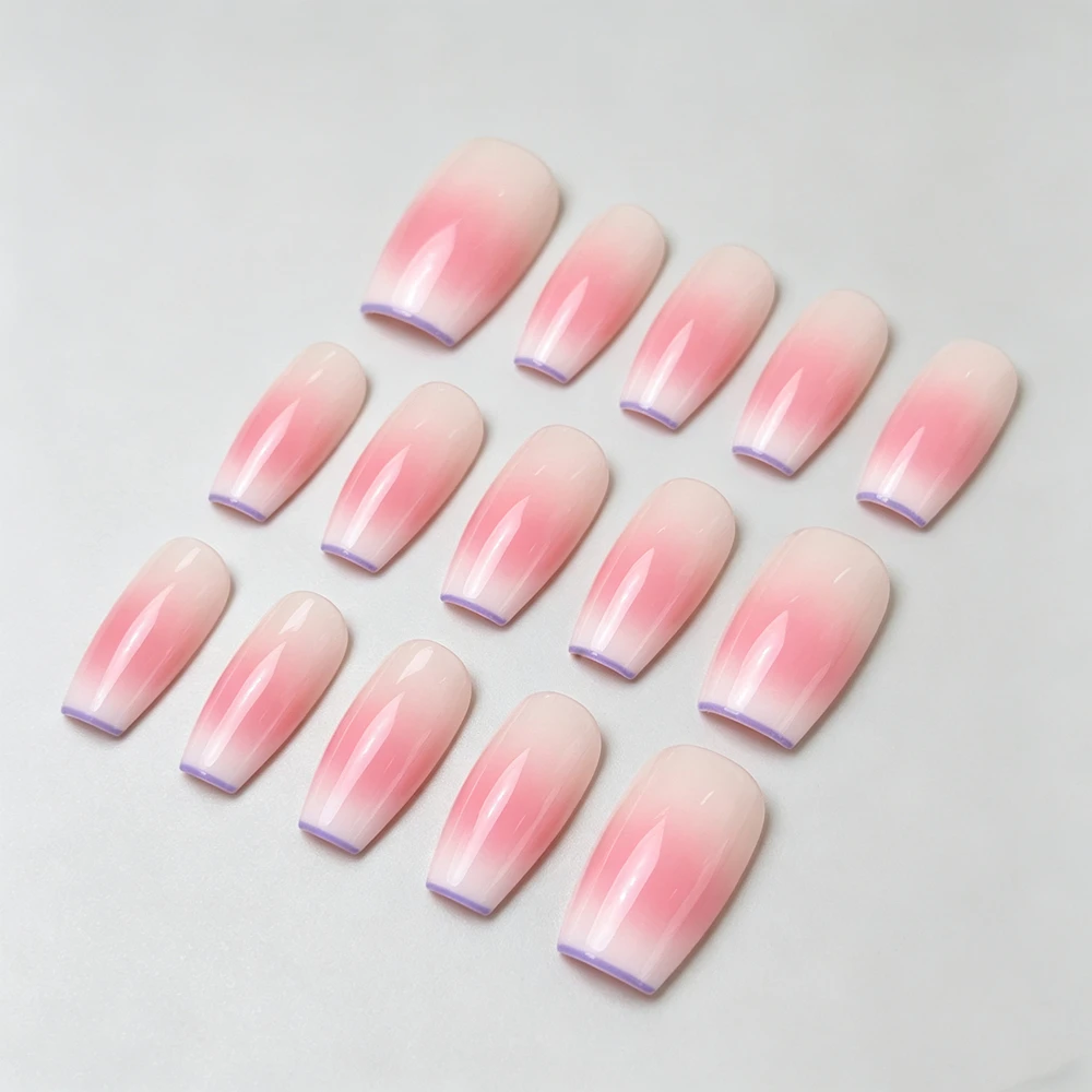 Pink Blush Gradient Press On Nails Long Coffin Blue French Tip False Nails With Full Application Kit
Pink Blush Gradient Press On Nails Long Coffin Blue French Tip False Nails With Full Application Kit