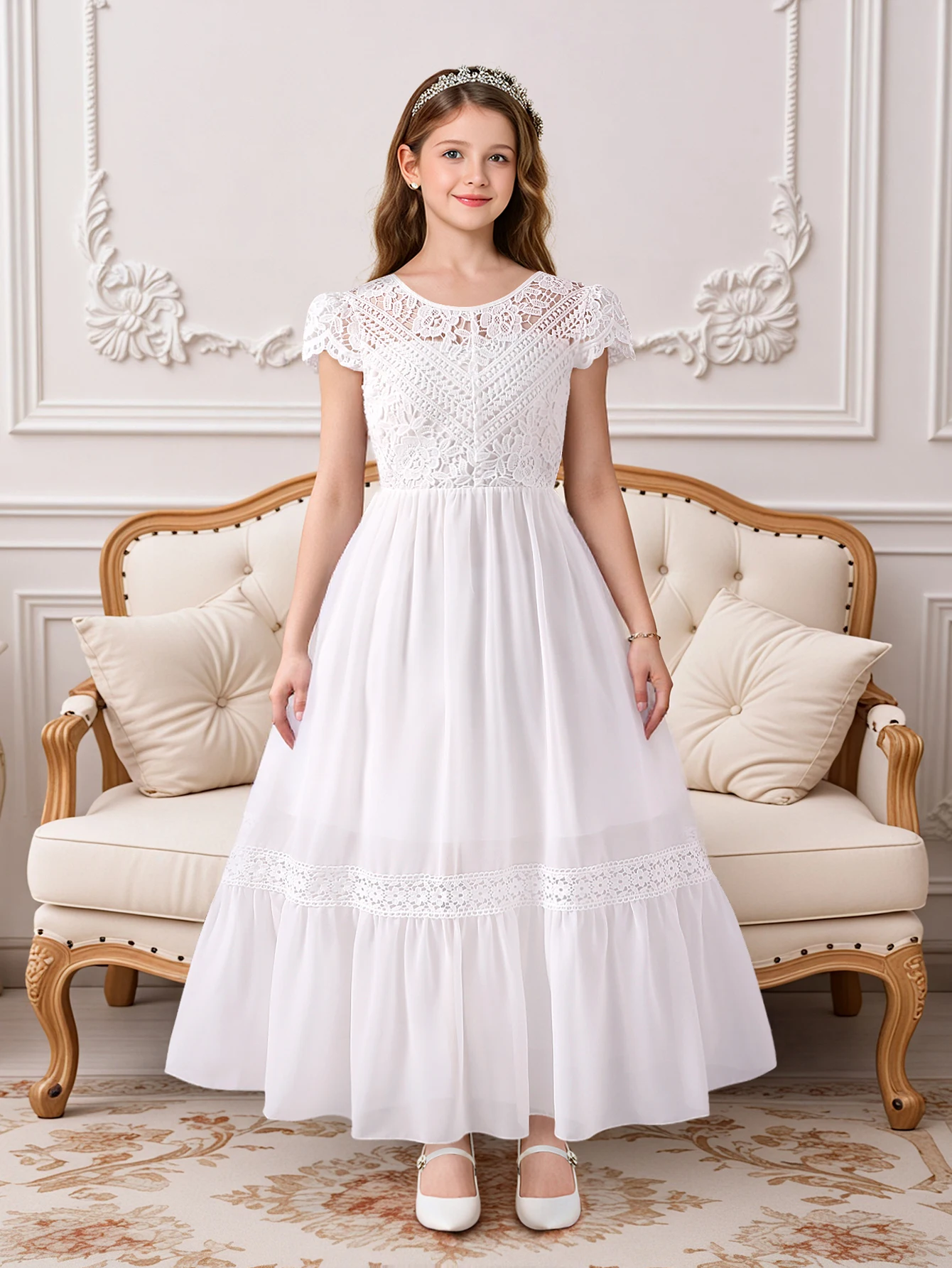 Girls White Lace Princess Dress European Style Hollow out Formal Wear for Piano Performances Flower Girl Hostess Gown
Girls White Lace Princess Dress European Style Hollow out Formal Wear for Piano Performances Flower Girl Hostess Gown