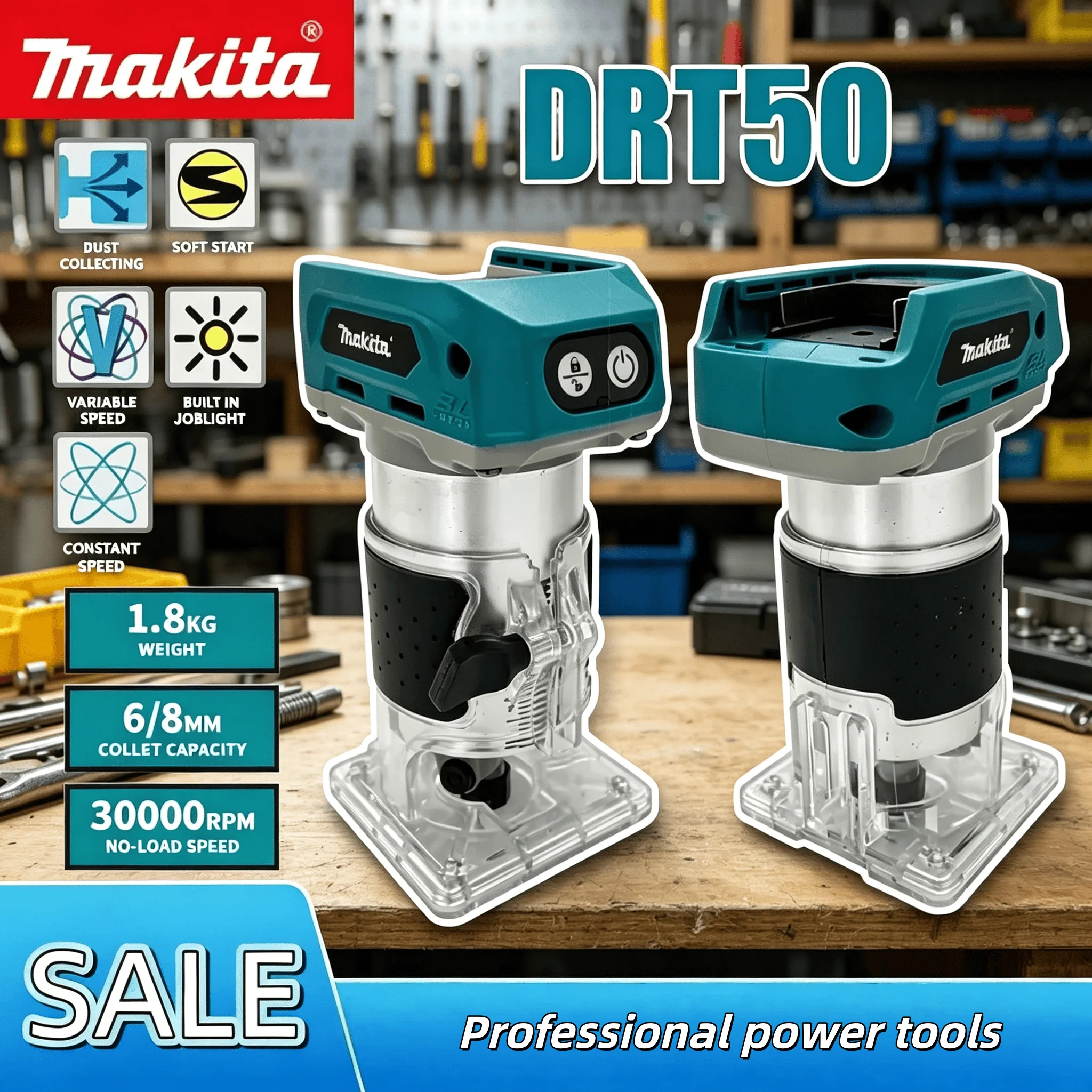 Makita DRT50 18V LXT Cordless Edge Trimmer Brushless Motor Professional Rechargeable Slotting & Milling Cutting Power Tool
Makita DRT50 18V LXT Cordless Edge Trimmer Brushless Motor Professional Rechargeable Slotting & Milling Cutting Power Tool
