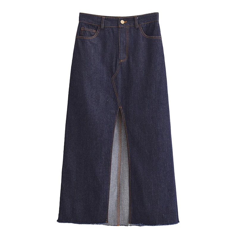 YENKYE 2025 Women Vintage Blue Midi Denim Skirts Sexy Front Slit Unfinished Hem With Pocket High Waist Skirts faldas mujer
YENKYE 2025 Women Vintage Blue Midi Denim Skirts Sexy Front Slit Unfinished Hem With Pocket High Waist Skirts faldas mujer