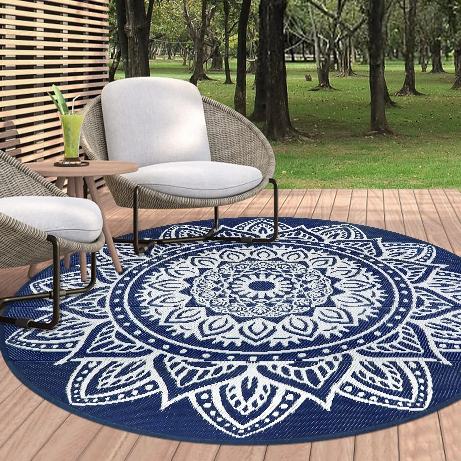 6 Ft Round Boho Outdoor Plastic Straw Rug, Waterproof, Portable, Reversible, UV-Resistant, Patio, Porch, Camping, Dark Blue
6 Ft Round Boho Outdoor Plastic Straw Rug, Waterproof, Portable, Reversible, UV-Resistant, Patio, Porch, Camping, Dark Blue