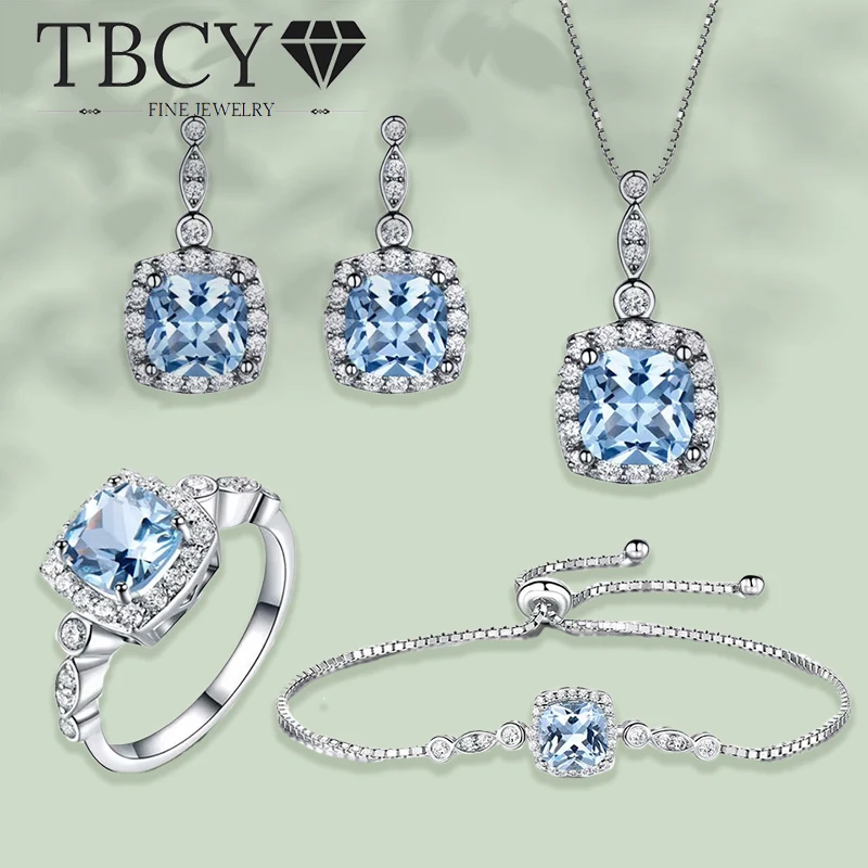 TBCYD Blue Topaz Fashion Jewelry Set For Women S925 Sterling Silver Diamond Ring Earring Bracelet Necklace Party Fine Jewelry
TBCYD Blue Topaz Fashion Jewelry Set For Women S925 Sterling Silver Diamond Ring Earring Bracelet Necklace Party Fine Jewelry