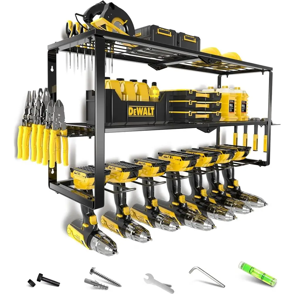 3-Tier Heavy-Duty Wall Mounted Tool Organizer for Workshops, Holds 150lbs, 7 Drill Holders, Ideal Gift for Men
3-Tier Heavy-Duty Wall Mounted Tool Organizer for Workshops, Holds 150lbs, 7 Drill Holders, Ideal Gift for Men