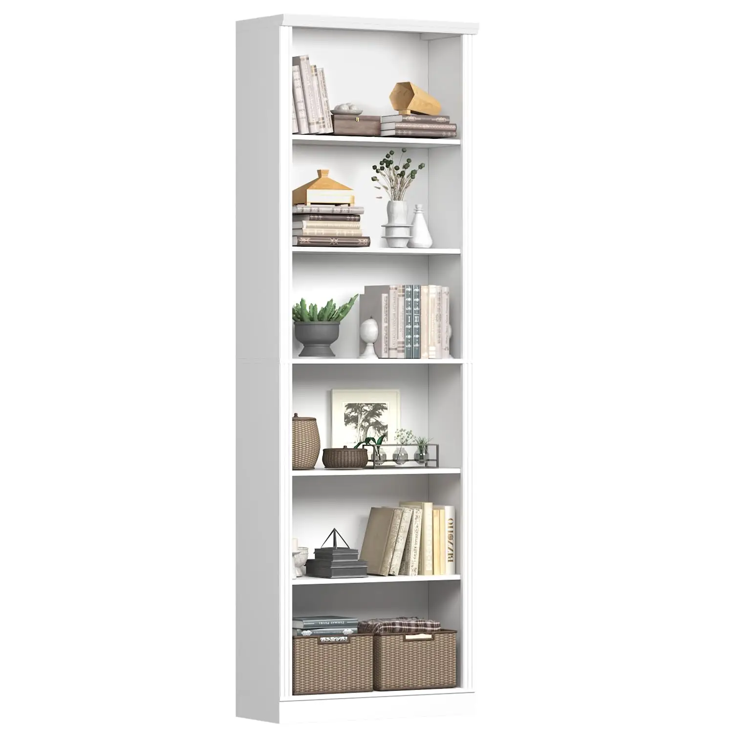 White Bookshelf, 75" Tall Bookcase, 6 Tier Adjustable Storage Shelves, Book Shelf with Anti-Tipping Device, Floor, Customized
White Bookshelf, 75" Tall Bookcase, 6 Tier Adjustable Storage Shelves, Book Shelf with Anti-Tipping Device, Floor, Customized