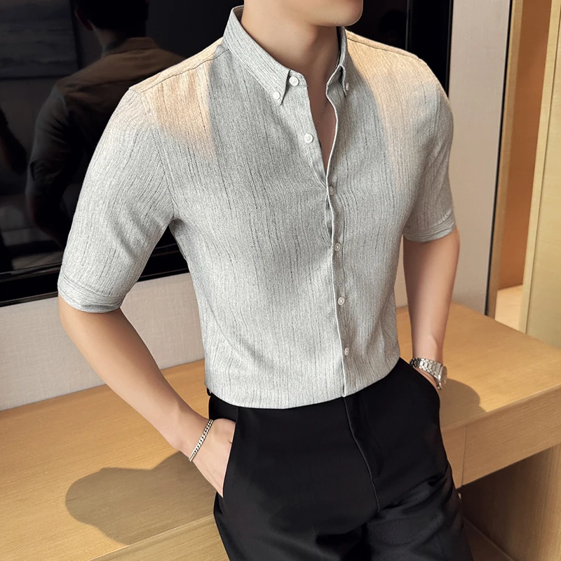 2024 Summer New Mens Dark Striped Shirts Fashion Korean Slim Casual Business Formal Wear Half Sleeve Shirt Dress Plus Size 4XL-M
2024 Summer New Mens Dark Striped Shirts Fashion Korean Slim Casual Business Formal Wear Half Sleeve Shirt Dress Plus Size 4XL-M
