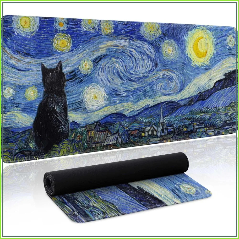 Starry Night Cat Gaming Mouse Pad Large Desk Mat Extended Keyboard Mouse Pad with Non-Slip Base and Stitched Edge 31.5x11.8
Starry Night Cat Gaming Mouse Pad Large Desk Mat Extended Keyboard Mouse Pad with Non-Slip Base and Stitched Edge 31.5x11.8