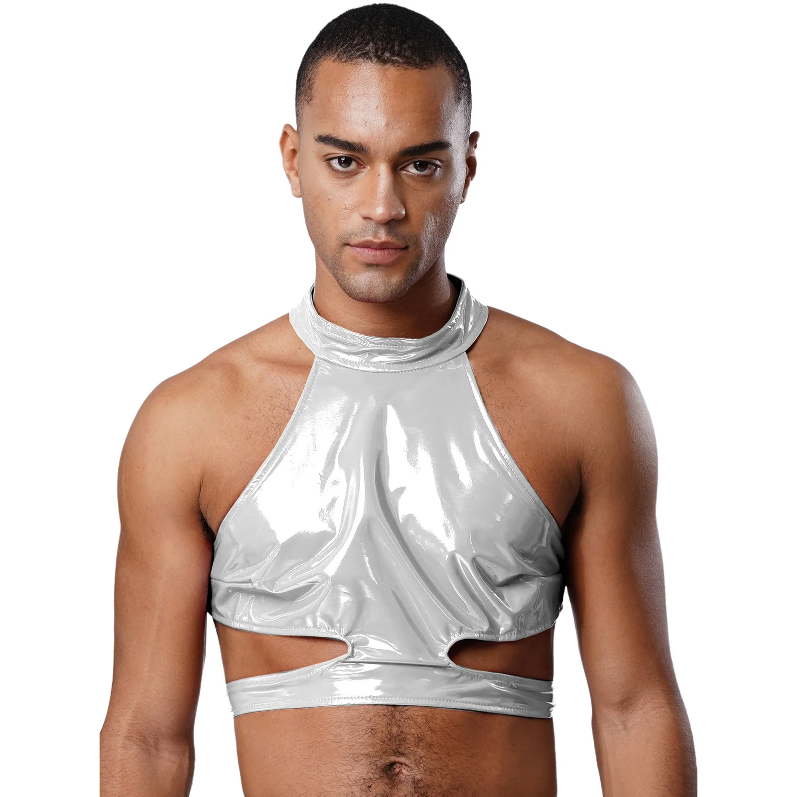 Mens Fashion PU Leather Tank Tops Halter Sleeveless Hollow Out Cutout Cropped Vest Back Zipper Party Rave Outfit Nightclub Wear
Mens Fashion PU Leather Tank Tops Halter Sleeveless Hollow Out Cutout Cropped Vest Back Zipper Party Rave Outfit Nightclub Wear