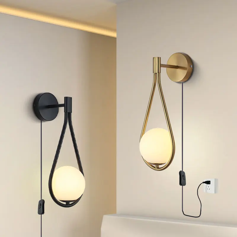 Frosted Glass Lampshade LED Wall Lamp With EU/US Plug Wall Sconce For Bedroom Bedside Sofa Background Copper Black Light Fixture
Frosted Glass Lampshade LED Wall Lamp With EU/US Plug Wall Sconce For Bedroom Bedside Sofa Background Copper Black Light Fixture