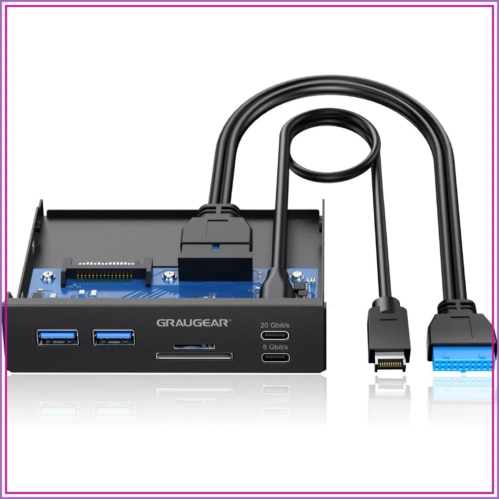 3.5 Inch Front Panel USB C Hub, SD/microSD Card Reader, 20Gbps USB 3.2 Gen 2x2, Type-E & USB 3.0 Header, SATA Power Required
3.5 Inch Front Panel USB C Hub, SD/microSD Card Reader, 20Gbps USB 3.2 Gen 2x2, Type-E & USB 3.0 Header, SATA Power Required