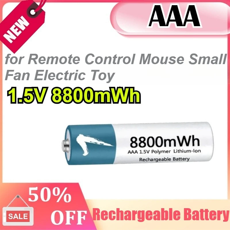 AAA 1.5V 8800mWh for Remote Control Mouse Small Fan Electric Toy Rechargeable Lithium-ion Battery
AAA 1.5V 8800mWh for Remote Control Mouse Small Fan Electric Toy Rechargeable Lithium-ion Battery