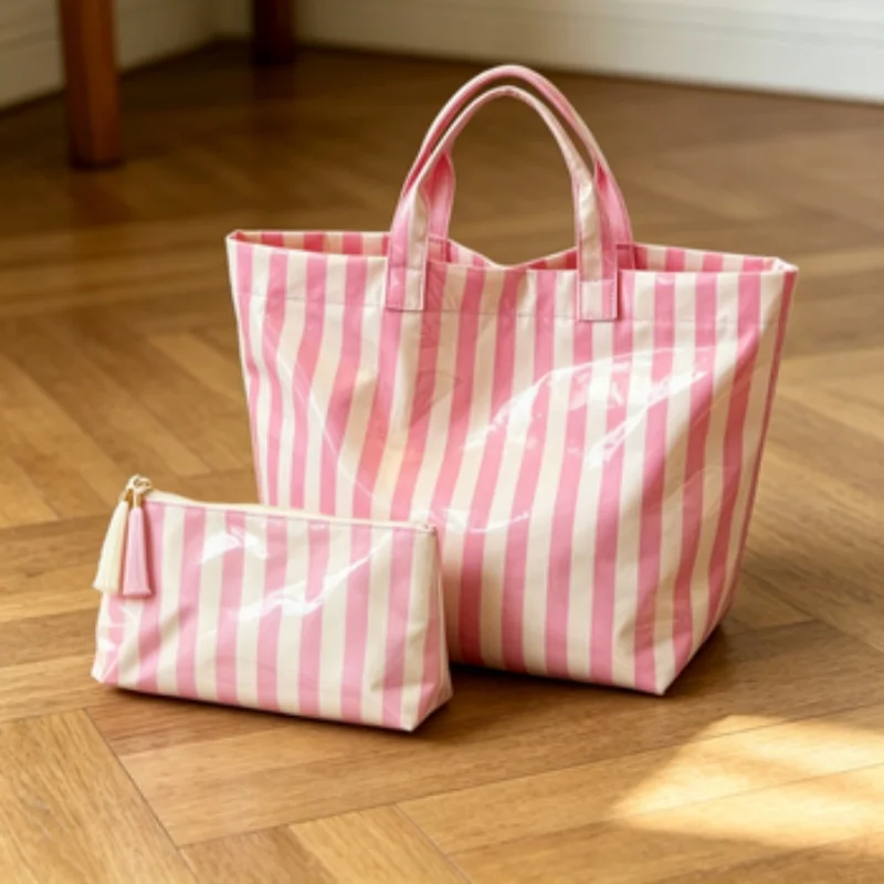 Large Capacity Stripe Cosmetic Bag And Tote Bag Set Portable Travel Toiletry Bag Handbag Multi-Functional Storage Bag Fashion Ca
Large Capacity Stripe Cosmetic Bag And Tote Bag Set Portable Travel Toiletry Bag Handbag Multi-Functional Storage Bag Fashion Ca