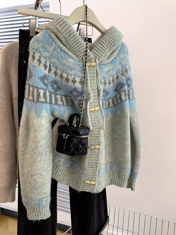 Korean Casual Hooded Knitted Sweater Women Autumn Winter Loose Lazy Style Knitted Cardigan Long Sleeved Sweater Tops
Korean Casual Hooded Knitted Sweater Women Autumn Winter Loose Lazy Style Knitted Cardigan Long Sleeved Sweater Tops