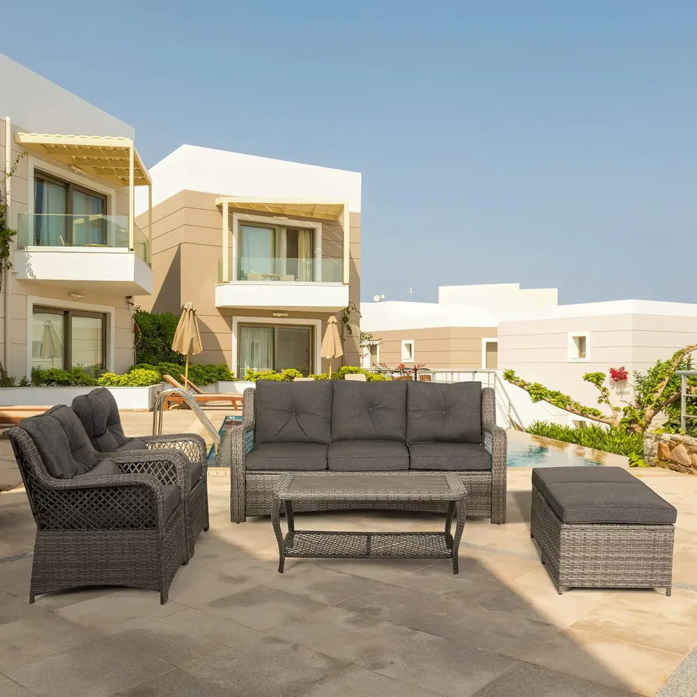 6 Pieces Patio Furniture Set, Wicker Outdoor Patio Conversation Sets, Sectional Rattan Sofa Chairs with Coffee, Customized
6 Pieces Patio Furniture Set, Wicker Outdoor Patio Conversation Sets, Sectional Rattan Sofa Chairs with Coffee, Customized