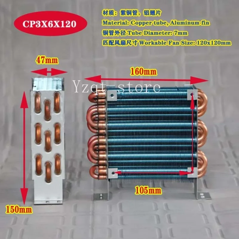 CP3x6x120 miniature mini condenser air-cooled copper tube finned radiator with fan refrigerator evaporator
CP3x6x120 miniature mini condenser air-cooled copper tube finned radiator with fan refrigerator evaporator