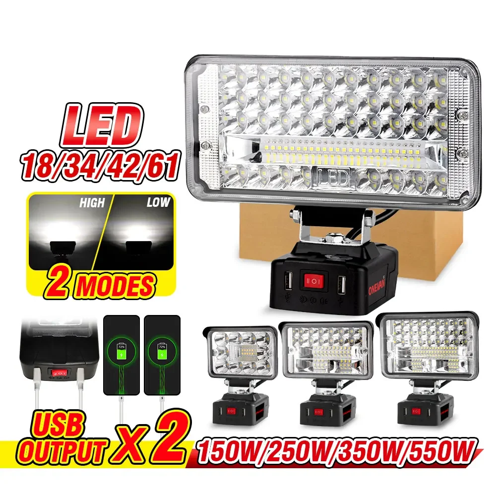 ONEVAN 150/250/350/550W LED Work Lights Flashlights Electric Torch Spotlight Outdoors Camping Lamp for Makita 18V Li-ion Battery
ONEVAN 150/250/350/550W LED Work Lights Flashlights Electric Torch Spotlight Outdoors Camping Lamp for Makita 18V Li-ion Battery