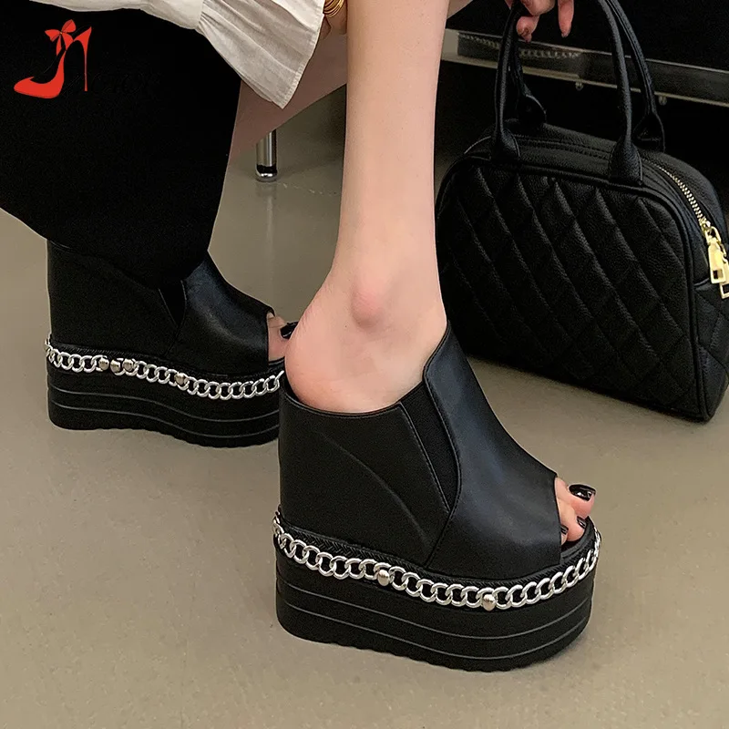 Super High Heels Wedges Sandals Women Peep Toe Chunky Heel Slippers Chain Black Punk Summer Platform Pumps
Super High Heels Wedges Sandals Women Peep Toe Chunky Heel Slippers Chain Black Punk Summer Platform Pumps