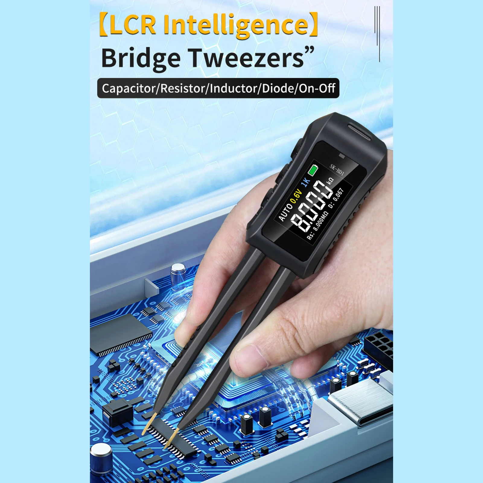 LCR Meter Tweezer 10KHz Digital Multimeter Tester w OLED Display for Inductance Capacitance Resistance Diode Switch Analyzer
LCR Meter Tweezer 10KHz Digital Multimeter Tester w OLED Display for Inductance Capacitance Resistance Diode Switch Analyzer