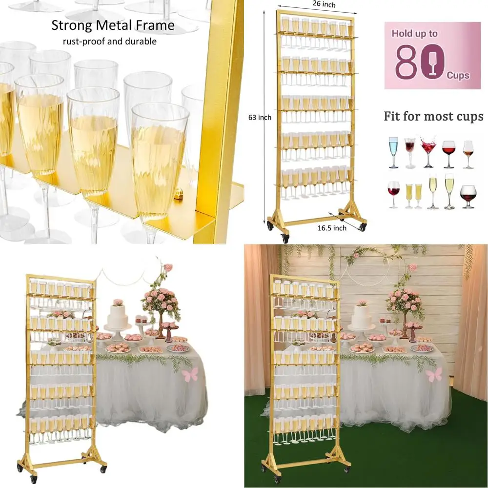 5-уровневая регулируемая подставка для бокалов для шампанского, вмещает до 80 бокалов, золотистая металлическая настенная подставка для напитков для вечеринок и свадеб
5-уровневая регулируемая подставка для бокалов для шампанского, вмещает до 80 бокалов, золотистая металлическая настенная подставка для напитков для вечеринок и свадеб
