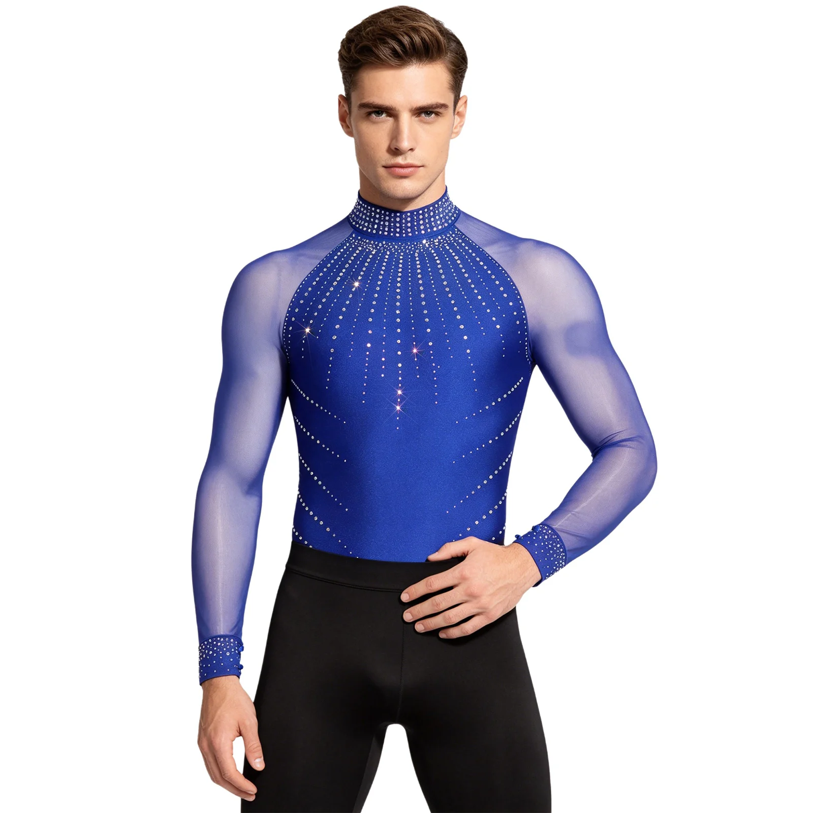 Mens Tango Rumba Chacha Latin Dance Bodysuit Shirt Tops Rhythmic Gymnastics Jumpsuit Mesh Long Sleeve Figure Skating Leotard
Mens Tango Rumba Chacha Latin Dance Bodysuit Shirt Tops Rhythmic Gymnastics Jumpsuit Mesh Long Sleeve Figure Skating Leotard