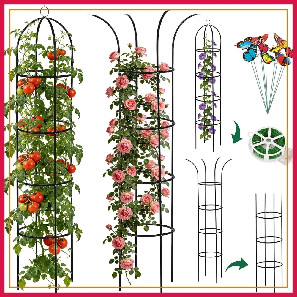6.6 Ft Metal Obelisk Garden Trellis for Climbing Vines, Plant Support for Pots, Rose Bush, Clematis, Jasmine, Outdoor Indoor, 2 Pack
6.6 Ft Metal Obelisk Garden Trellis for Climbing Vines, Plant Support for Pots, Rose Bush, Clematis, Jasmine, Outdoor Indoor, 2 Pack