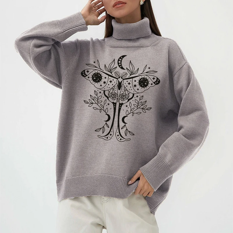 Turtleneck Sweater for Women Goth Style High Street Retro Butterfly Print Aesthetic Top Y2K Streetwear Winter Clothing New Trend
Turtleneck Sweater for Women Goth Style High Street Retro Butterfly Print Aesthetic Top Y2K Streetwear Winter Clothing New Trend