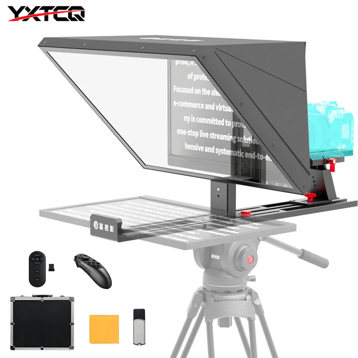 YXTCQ JS17Plus Teleprompter for Camera Phone Tablet, AI Voice Sync, Bluetooth & App Control for YouTube, Twitch, Live Streaming