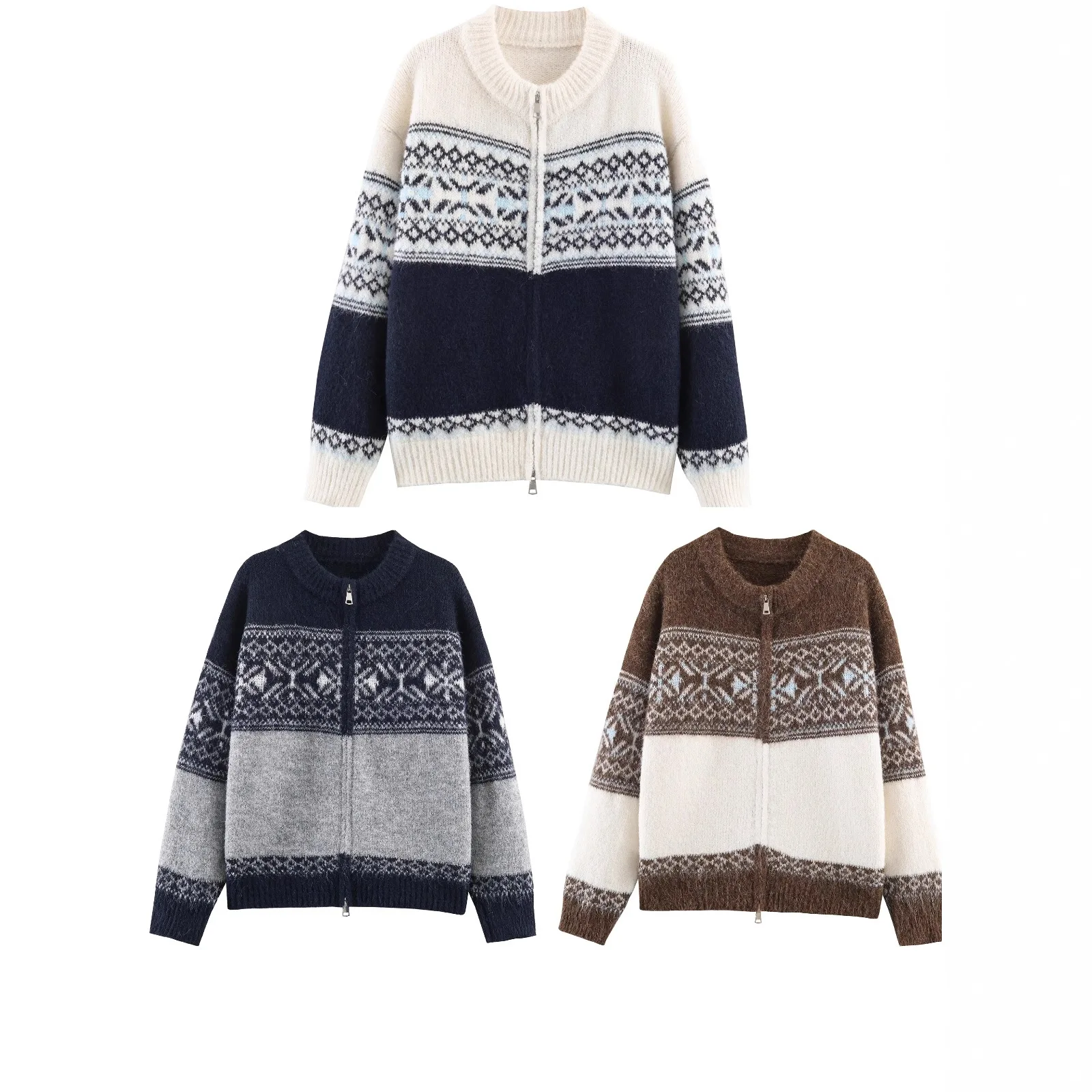 Women's Double-Zipper Jacquard Knit Cardigan 44MU
Women's Double-Zipper Jacquard Knit Cardigan 44MU