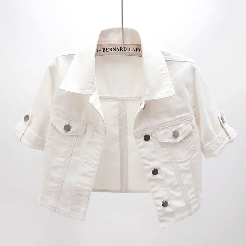 Summer Fashion Thin Half Sleeve White Denim Jacket Coat Women Korean Student Outerwear Slim Short Jeans Jackets Female
Summer Fashion Thin Half Sleeve White Denim Jacket Coat Women Korean Student Outerwear Slim Short Jeans Jackets Female