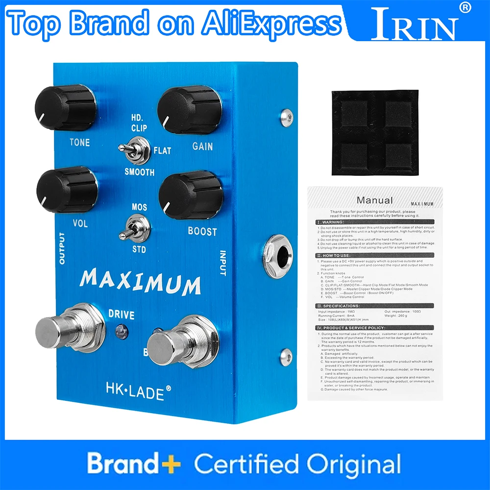 HK·LADE AN-41 Electric Guitar Effects Pedal MAXIMUM Overdrive Pedal Wild Distortion Overdrive Effector Guitar Bass Accessory
HK·LADE AN-41 Electric Guitar Effects Pedal MAXIMUM Overdrive Pedal Wild Distortion Overdrive Effector Guitar Bass Accessory