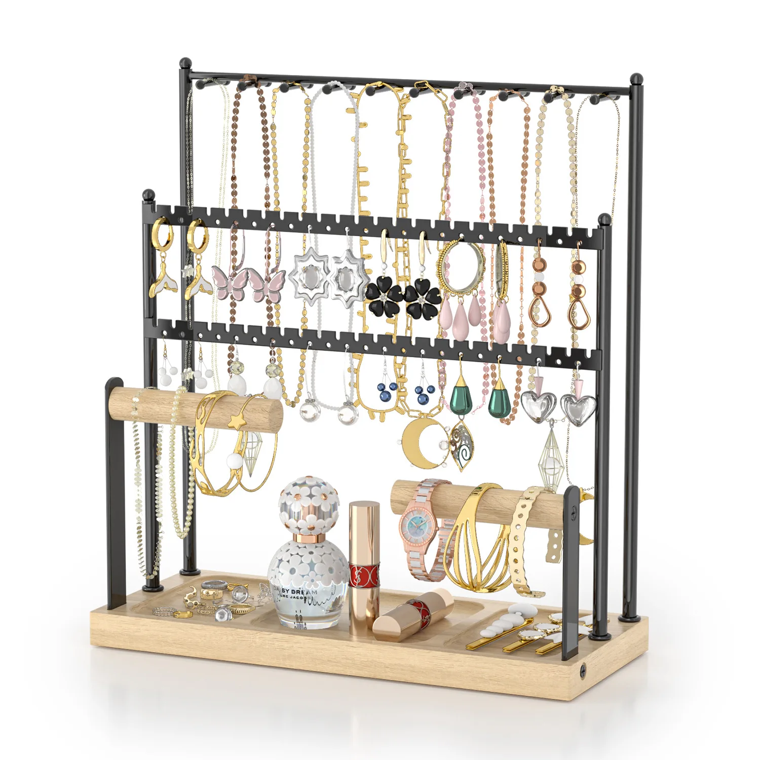 Gold/black Large-capacity Earrings Display Jewelry Rack Household Necklace Wrought Iron Stall Bracelet Storage Hanger
Gold/black Large-capacity Earrings Display Jewelry Rack Household Necklace Wrought Iron Stall Bracelet Storage Hanger