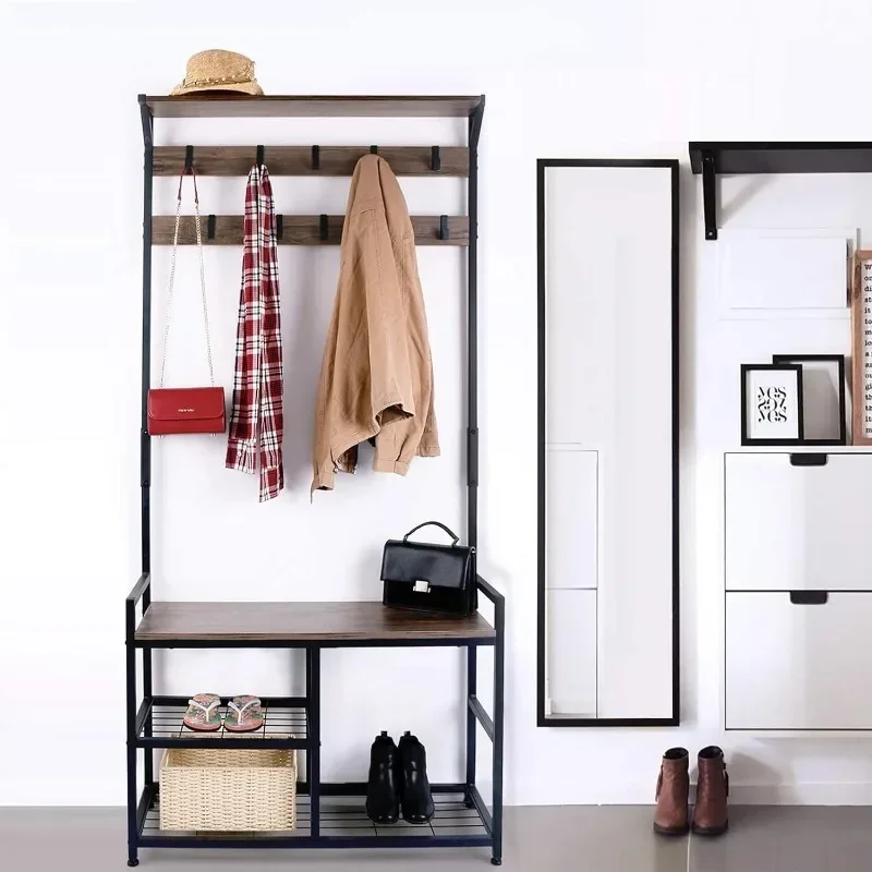 z Coat Rack Shoe Bench, Hall Tree Entryway Bench with Storage, Wood Look Accent Furniture with Metal Frame
z Coat Rack Shoe Bench, Hall Tree Entryway Bench with Storage, Wood Look Accent Furniture with Metal Frame
