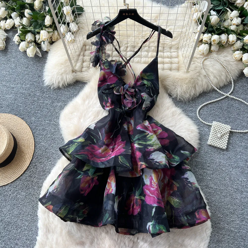 Summer Sexy Backless High Waisted Sleeveless Irregular Floral Dress for Women's New Fashionable Slim Mini Party Cake Dress Y52
Summer Sexy Backless High Waisted Sleeveless Irregular Floral Dress for Women's New Fashionable Slim Mini Party Cake Dress Y52