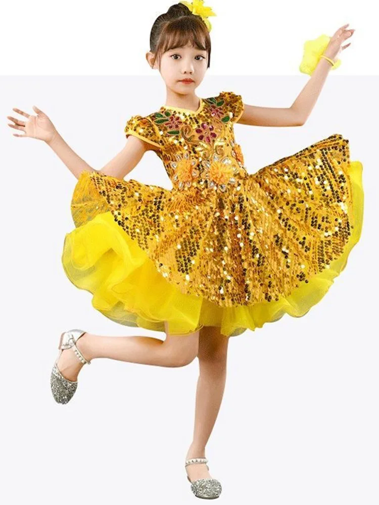 kid Stage Wear Yellow Sequined Girls Stage Dress Jazz Dance Modern Dance Costume Ballet Princess Skirt Performance Clothes
kid Stage Wear Yellow Sequined Girls Stage Dress Jazz Dance Modern Dance Costume Ballet Princess Skirt Performance Clothes