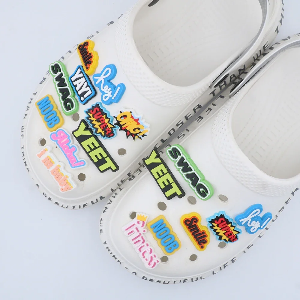 1 Piece Shoe Accessories Charms 11 Types Optional Short Sentence Shoe Decorations Cartoon Colorful Word Ornament Childn Gift
1 Piece Shoe Accessories Charms 11 Types Optional Short Sentence Shoe Decorations Cartoon Colorful Word Ornament Childn Gift