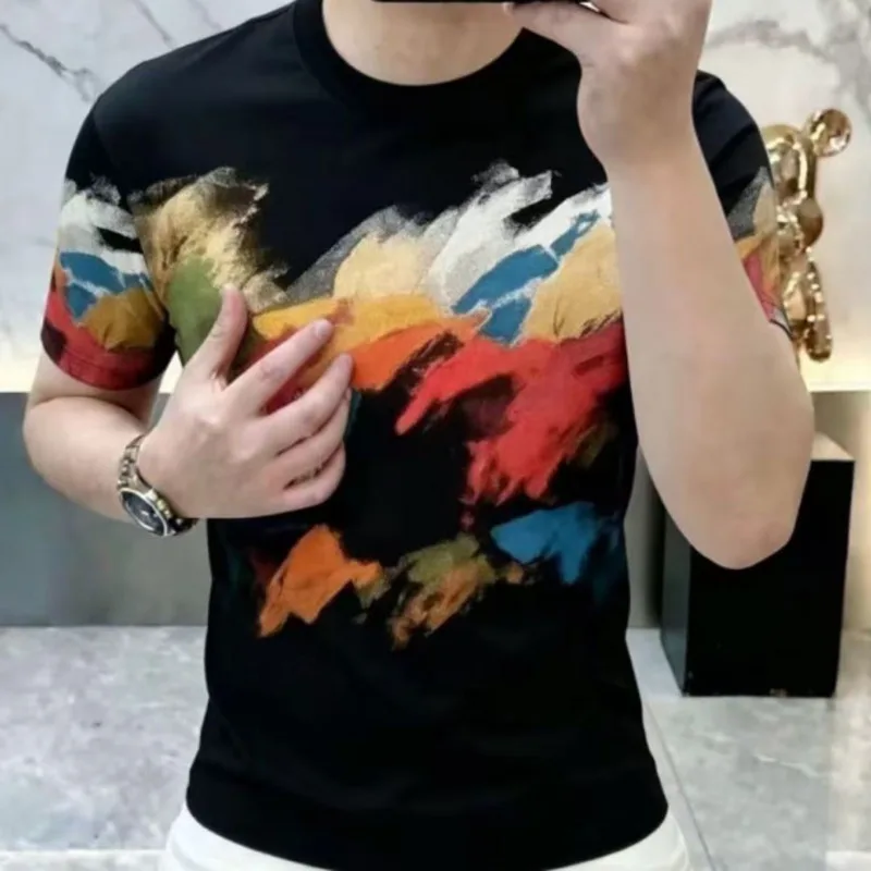 Men Round Neck Short Sleeve Colorful Print Fashion Trend Designer Couple's Half-Sleeve T-Shirt Funny T Shirt Poleras Hombre 2026
Men Round Neck Short Sleeve Colorful Print Fashion Trend Designer Couple's Half-Sleeve T-Shirt Funny T Shirt Poleras Hombre 2026